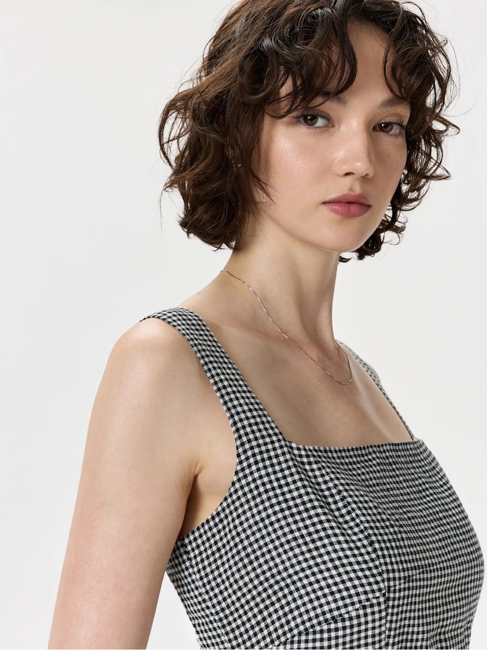 Quince 100% European Linen Fit & Flare Midi Dress Size S in Classic Mini Gingham - Picture 3 of 8